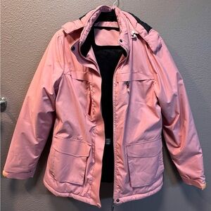 Heated Pink Hooded Winter Jacket
